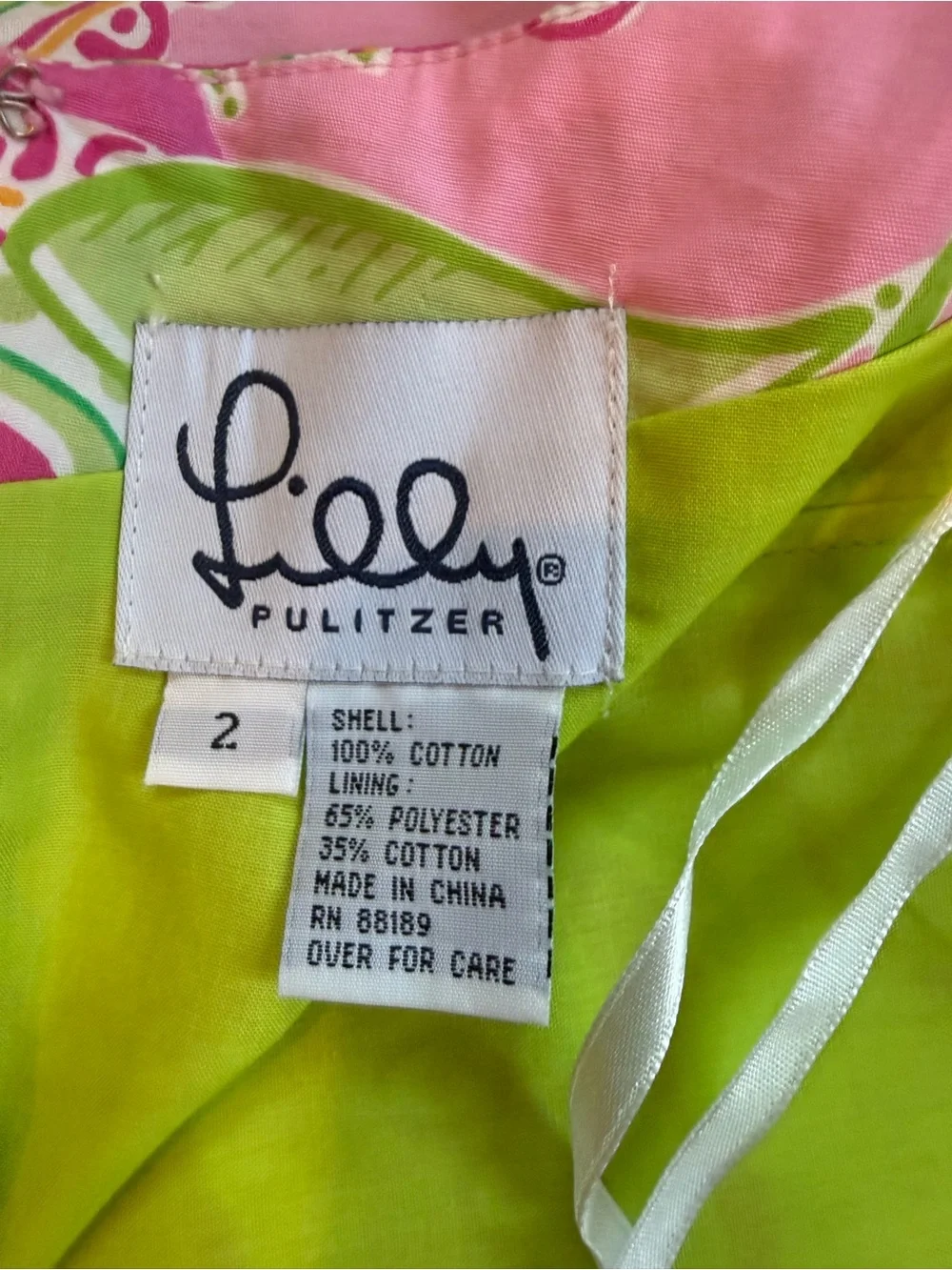 Lilly Pulitzer Pink and Lime Green Floral Strapless Dress - Picture 6 of 8